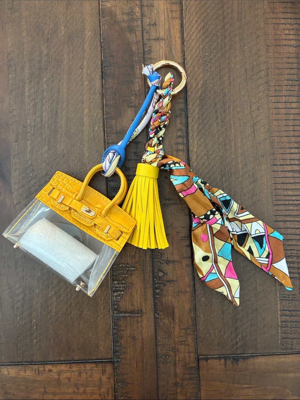 🌸 Summer Yellow & Clear Mini Bag Charm & Keychain 🌸